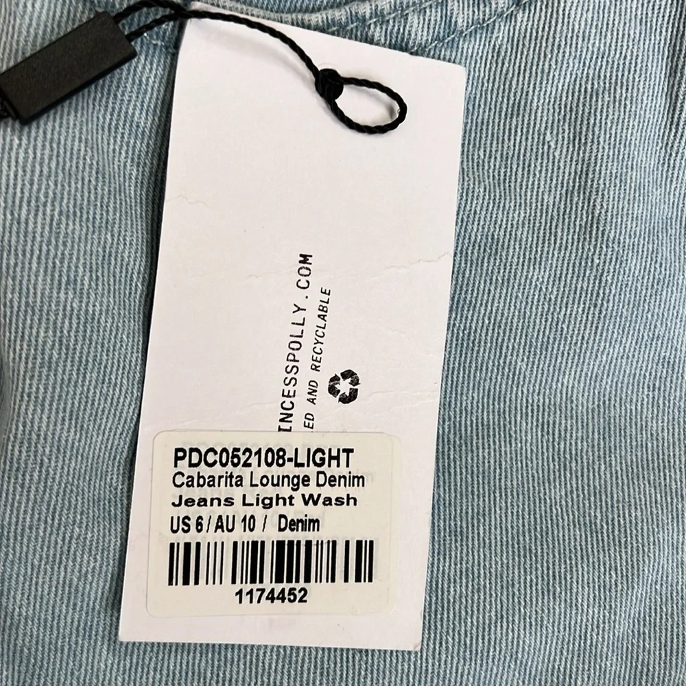 NEW PRINCESS POLLY Cabarita Lounge Denim Light Wash sz 6 - Picture 4 of 5
